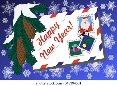 Greeting card for New Year.