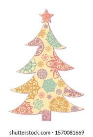 A greeting card with New year tree.
