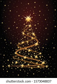 A greeting card with New year tree.