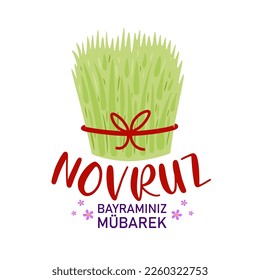 Greeting card for Novruz Bayram holiday on white background