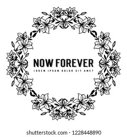 greeting card with now forever text and beaty flower vector