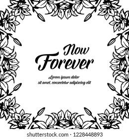 greeting card with now forever text and beaty flower vector