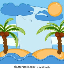 Greeting card with ocean and palms pattern