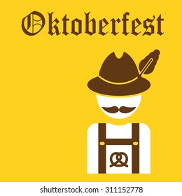 greeting card Oktoberfest design - the icon with the man in the Bavarian hat - German with a mustache 