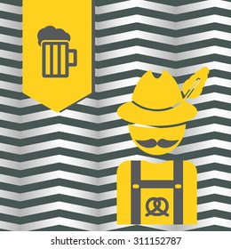 greeting card Oktoberfest design - the icon with the man in the Bavarian hat - German with a mustache