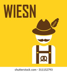 greeting card Oktoberfest design - the icon with the man in the Bavarian hat - German with a mustache