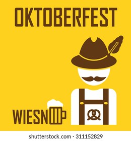 greeting card Oktoberfest design - the icon with the man in the Bavarian hat - German with a mustache