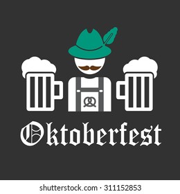 greeting card Oktoberfest design - the icon with the man in the Bavarian hat - German with a mustache