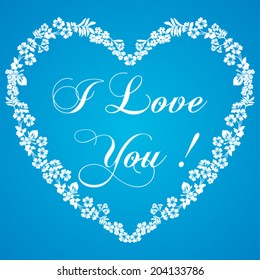 Greeting card in an old-style blue and white. Vector Version 