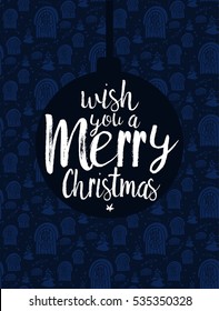 Greeting card on blue pattern background