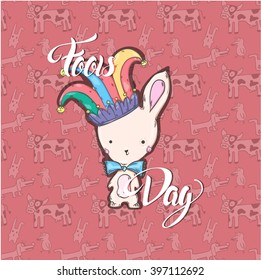 Greeting card on the day of the fool. Fun and funny cards. April Fools Day. vector illustration