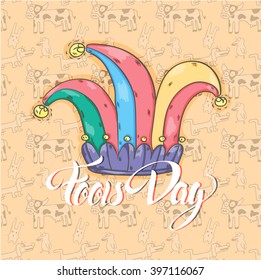 Greeting card on the day of the fool. Fun and funny cards. April Fools Day. vector illustration