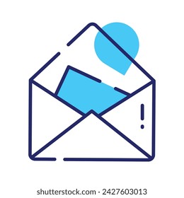 Greeting card on envelope showing concept icon of greeting card, invitation card vector design