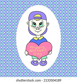 greeting card on mother's day. from son. vector illustration