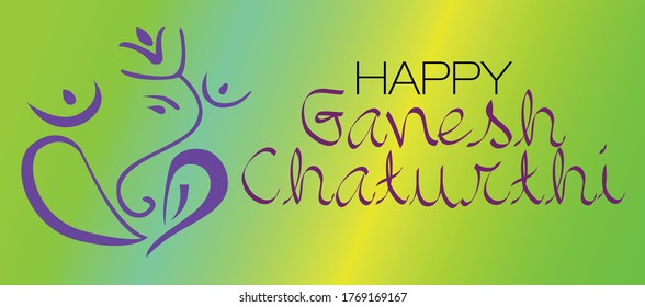 Greeting card on occasion of Ganesh Festival - Hindu elephant god