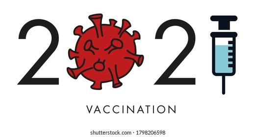 Greeting card on the theme of tackling the COVID-19 epidemic, with the hope of a vaccine arriving by 2021.