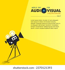 Greeting card on the theme of World Audiovisual heritage day observed each year on October 27 across the globe