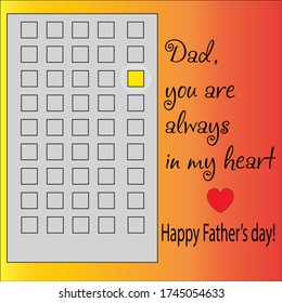 Greeting card on a yellow-orange background for Father's Day with text and deep meaning.