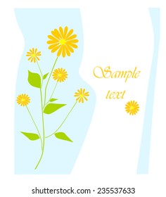 Greeting card with orange flowers. 