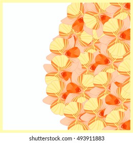 greeting card with orange orchids on holiday vector illustration