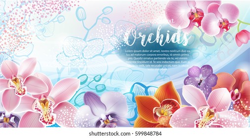 Tarjeta de saludo con flores de orquídeas 