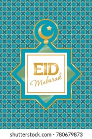 Greeting card in oriental style, Eid mubarak card