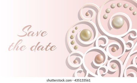 greeting card with ornament and pearls