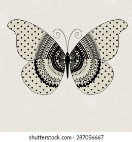 Greeting card with ornamental butterfly and place for text