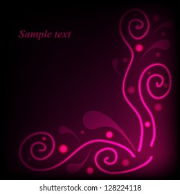 Greeting card with ornate swirls on a dark background