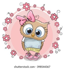 Cute Cartoon Owl Princess Pink Dress Stock Vector (Royalty Free ...