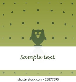 Greeting card with owl on green background