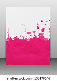 Greeting card with paint splashes. Vector illustration.