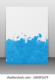 Greeting card with paint splashes. Vector illustration.