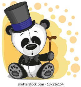 Greeting card Panda in a hat