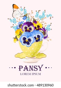 Greeting card with pansies