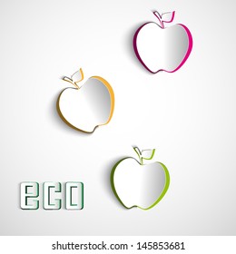 Greeting card with paper apples vector