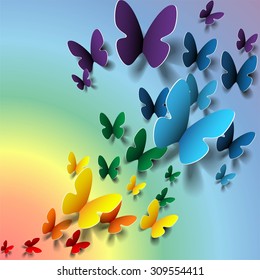 Greeting card with paper butterflies