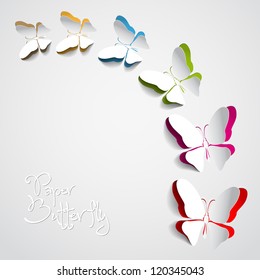 Greeting card with paper butterflies - vector