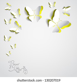 Greeting card with paper butterflies - vector