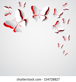Greeting card with paper butterflies - vector EPS10