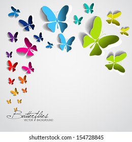 Greeting card with paper butterflies - vector EPS10