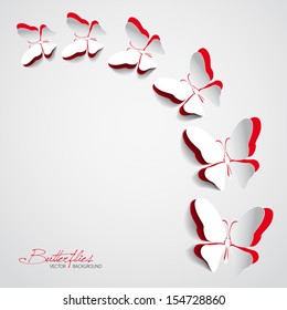Greeting card with paper butterflies - vector EPS10