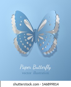 Greeting card with paper butterfly. Decorative and elegant. Vector eps10 illustration.