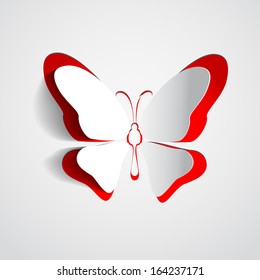 Greeting card with paper butterfly - design vector eps10