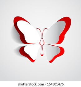 Greeting card with paper butterfly - design vector eps10