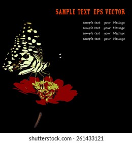 Greeting card with paper butterfly - vector