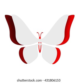 Greeting card with paper butterfly - vector