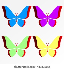 Greeting card with paper butterfly - vector