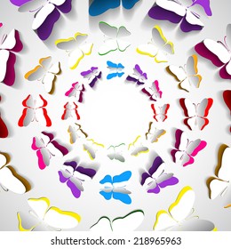Greeting card with paper cut butterflies - vector
