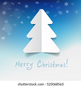 greeting card with a paper fir tree